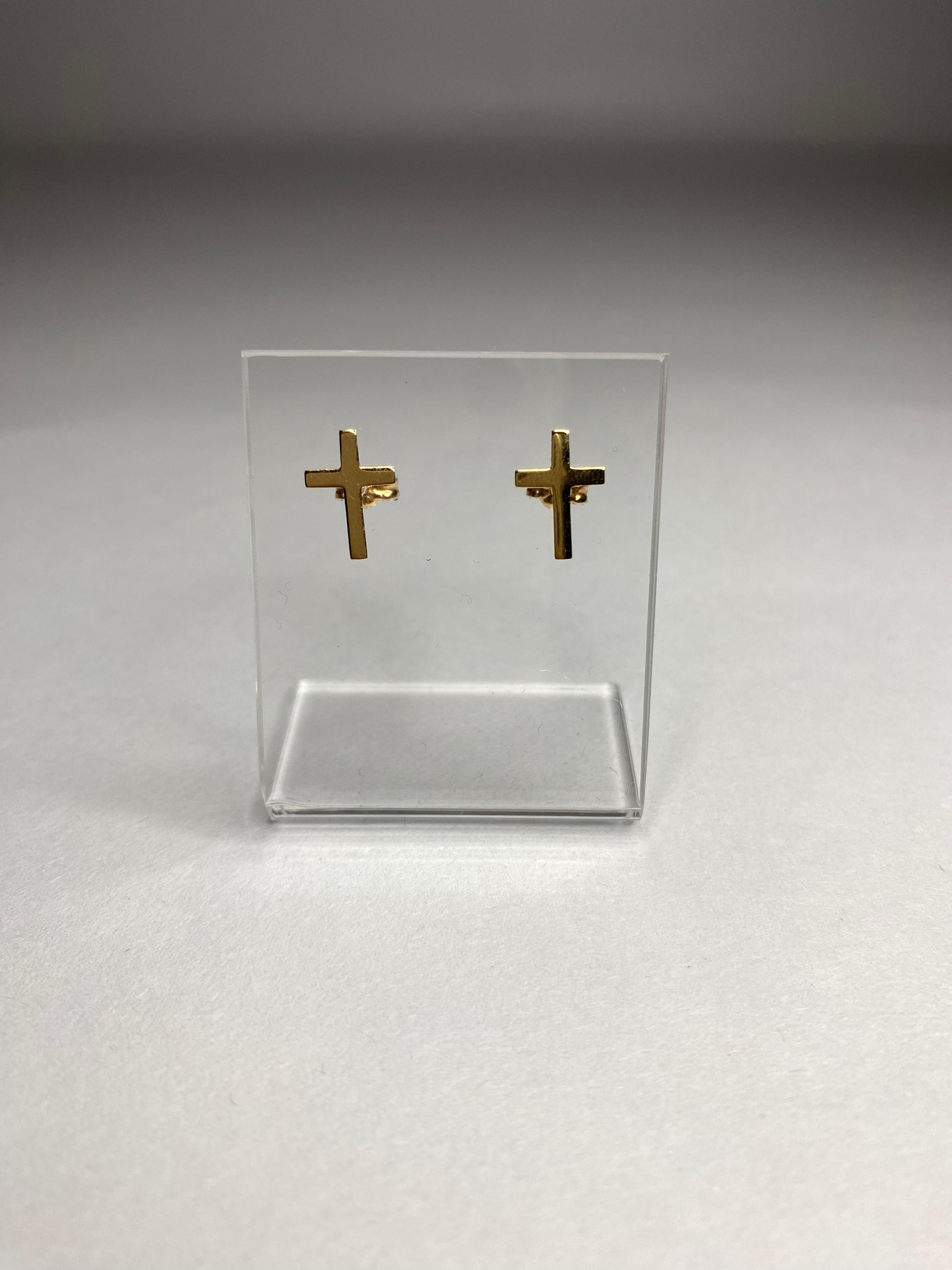 Aros cruz de oro 18k
