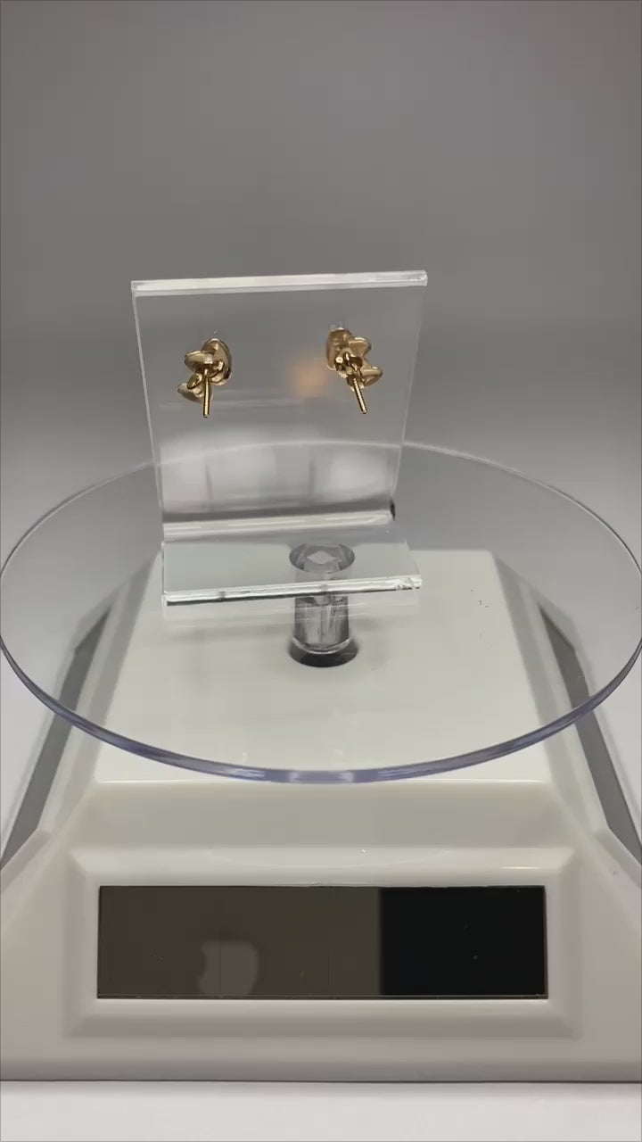 Aros doble corazón de oro 18k