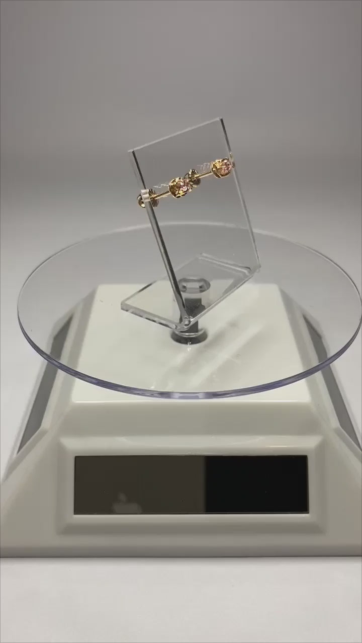 Aros de oro chatón 18k con piedra morganita