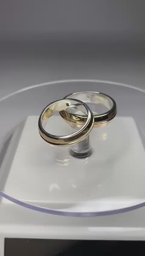 Argollas media caña plata con oro