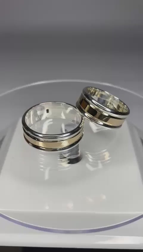 Argollas caña plata con oro