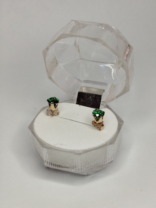 Aros de oro 14k con piedra esmeraldina