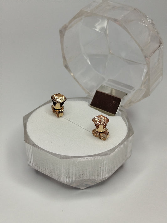 Aros de oro 14k con piedra ambar