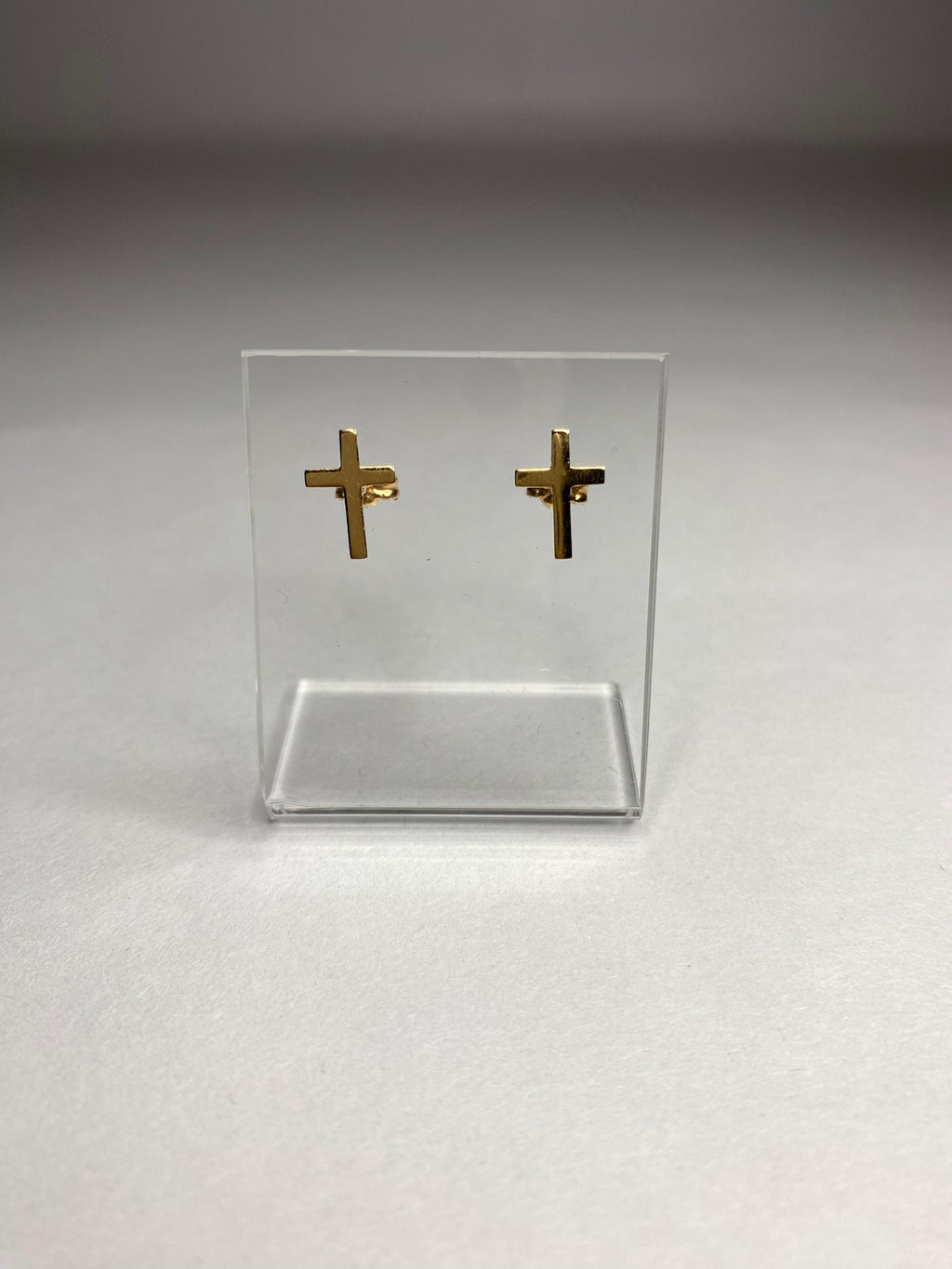 Aros cruz de oro 18k