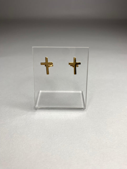 Aros cruz de oro 18k