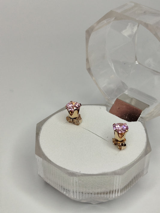 Aros de oro 14k con piedra morganita